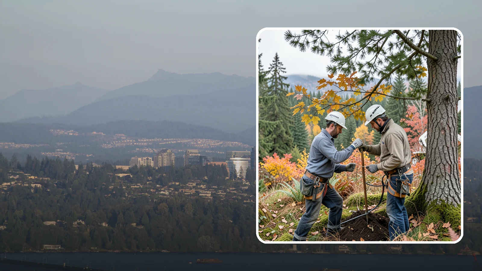 Soil testing in Medina, King County, WA - The analysis of soil conditions around a tree.