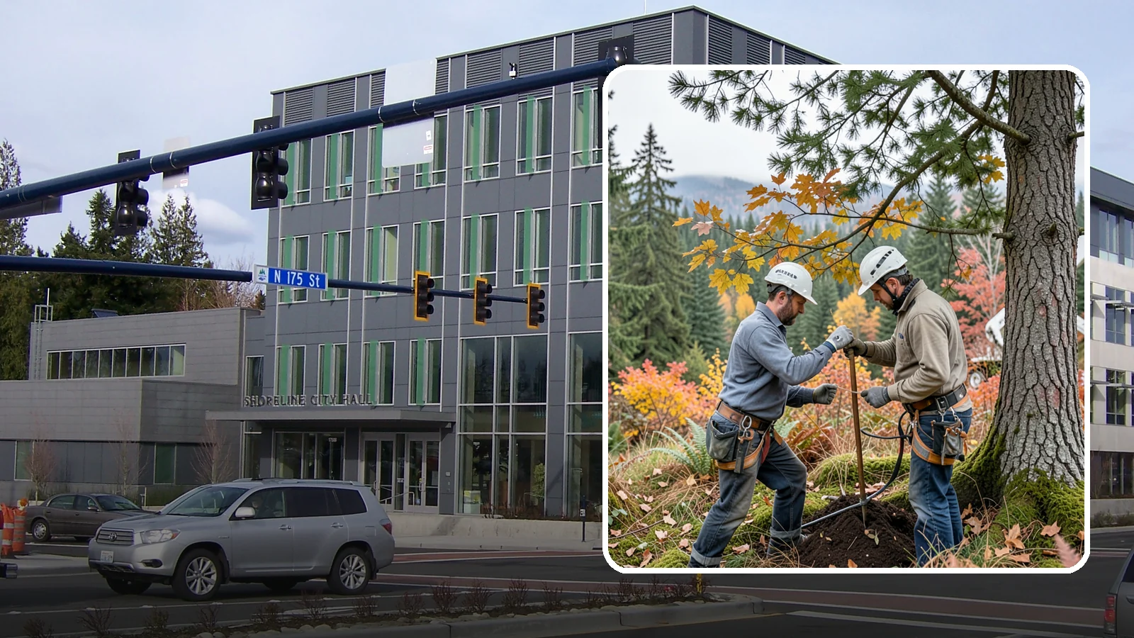 Soil testing in Shoreline, King County, WA - The analysis of soil conditions around a tree.