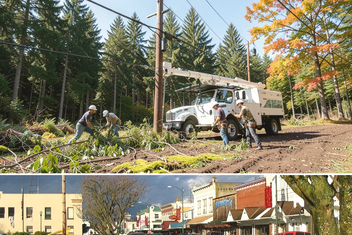 Static cabling installation in Arlington, Snohomish County, WA - Work can generally be performed year-round in Puget Sound weather provided branches are not frozen or ice-laden that could damage...