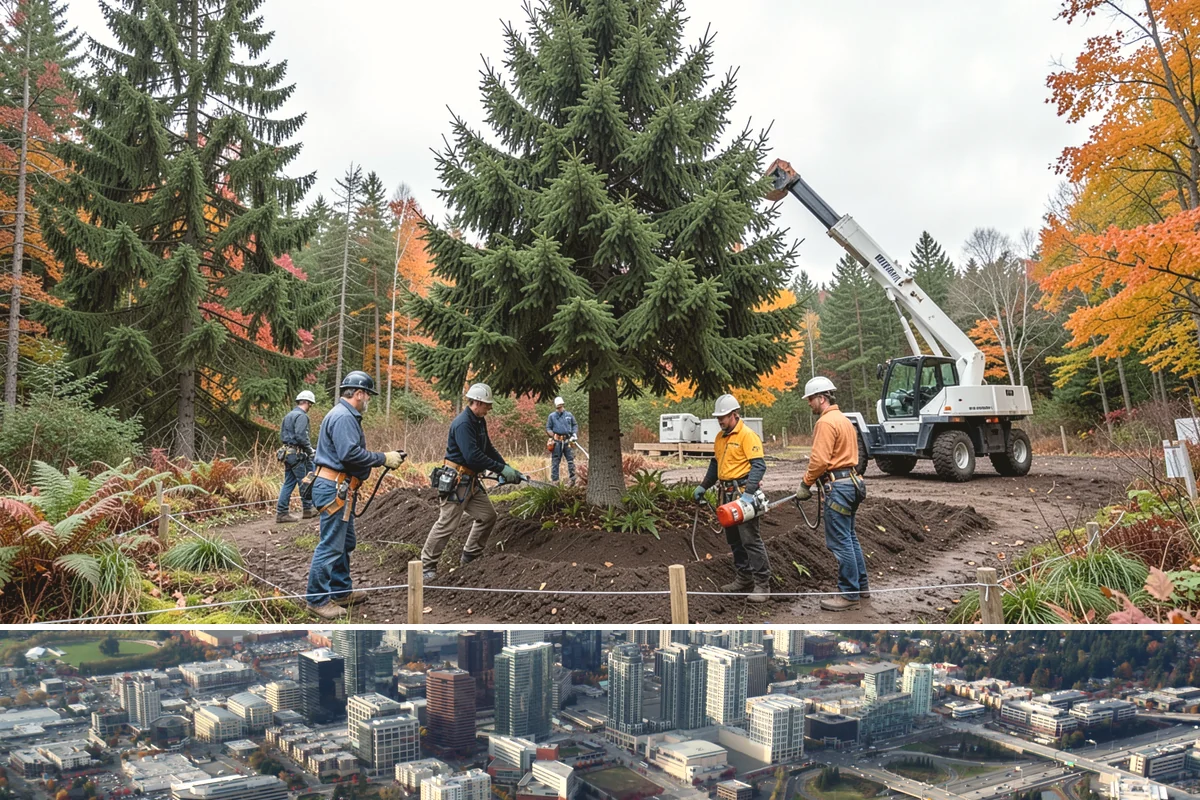 Static cabling installation in Bellevue, King County, WA - Work can generally be performed year-round in Puget Sound weather provided branches are not frozen or ice-laden that could damage...