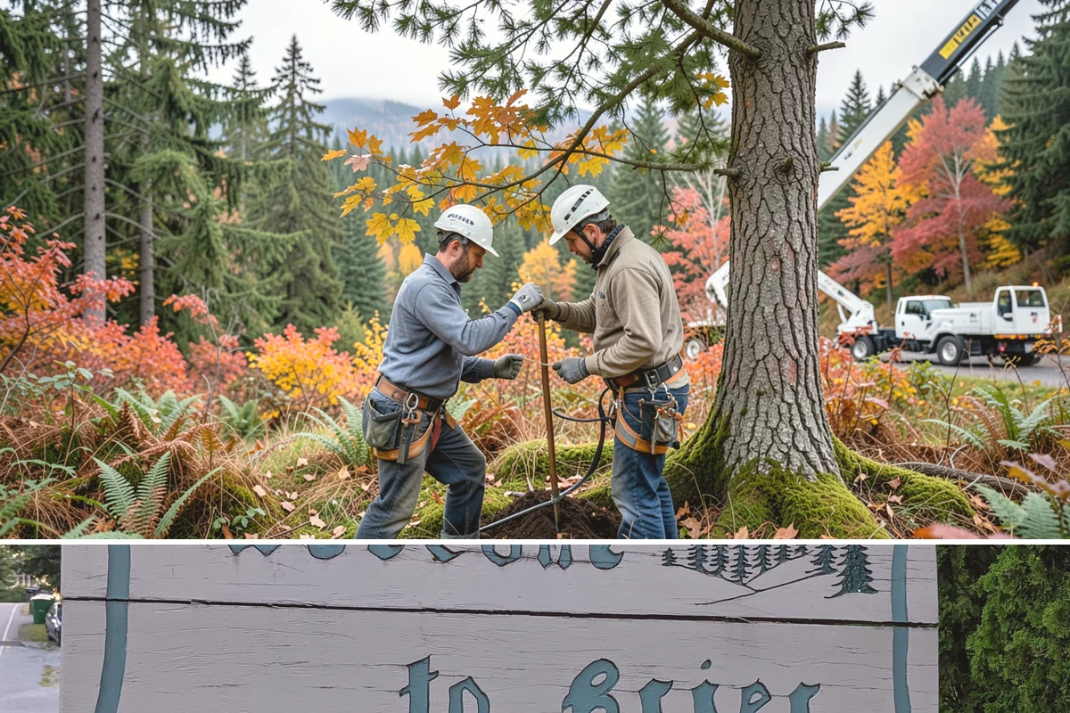 Static cabling installation in Brier, Snohomish County, WA - Work can generally be performed year-round in Puget Sound weather provided branches are not frozen or ice-laden that could damage...