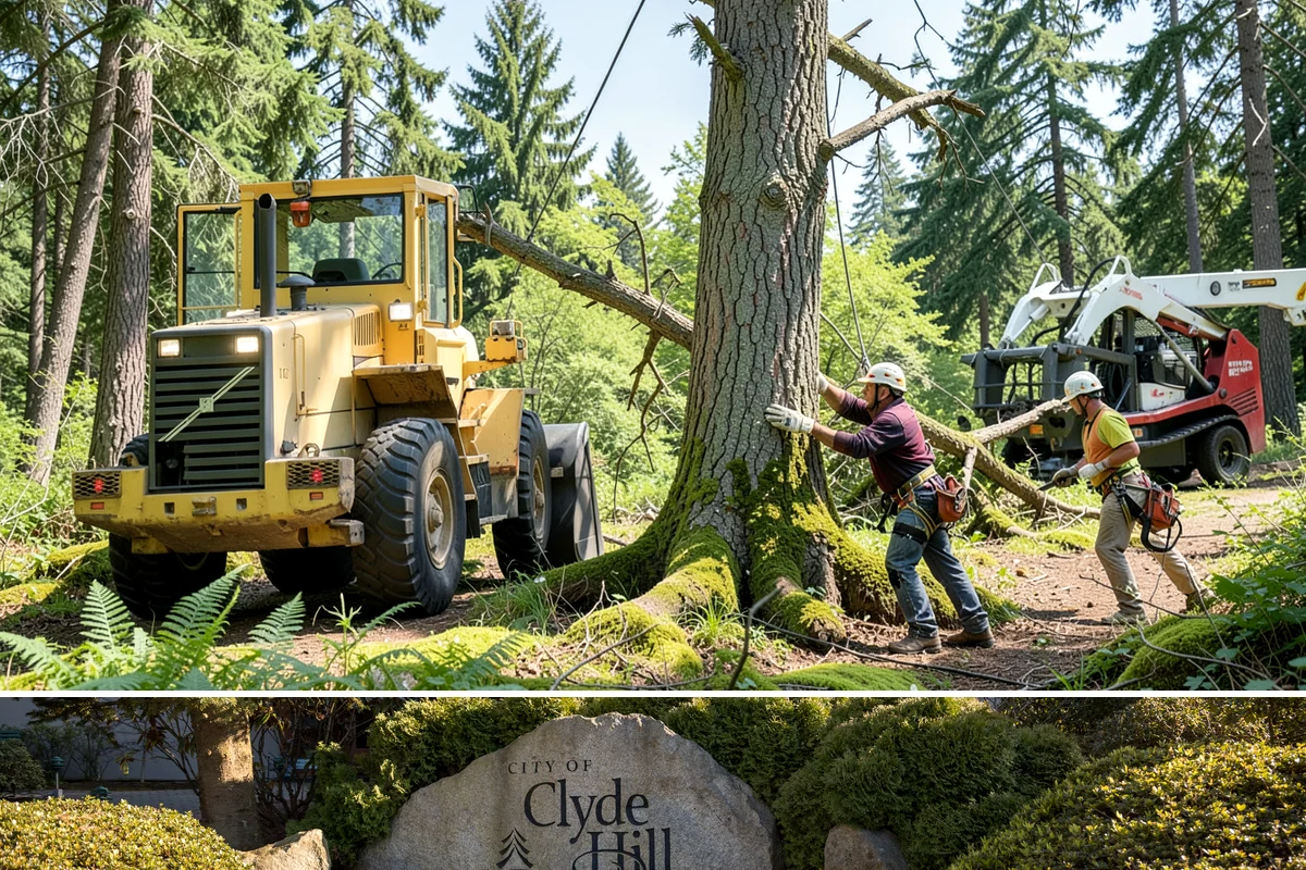 Static cabling installation in Clyde Hill, King County, WA - Work can generally be performed year-round in Puget Sound weather provided branches are not frozen or ice-laden that could damage...