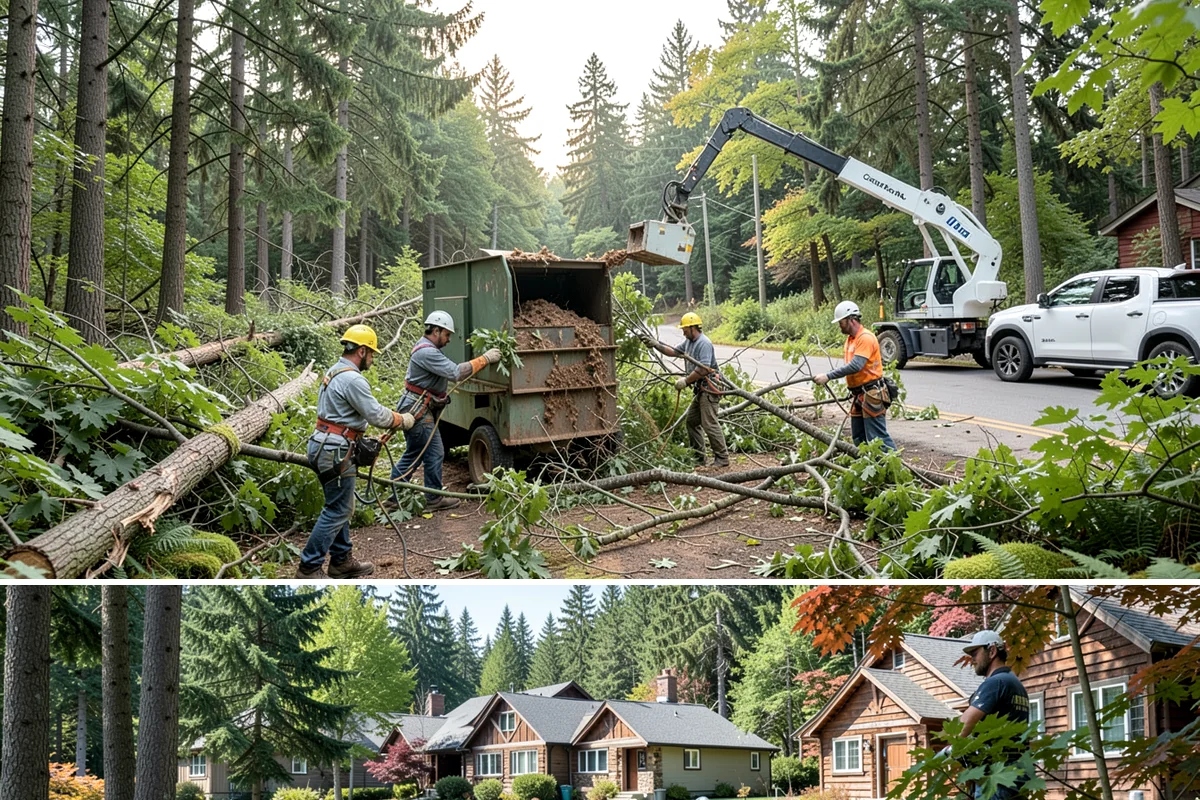 Static cabling installation in Edgewood, Pierce County, WA - Work can generally be performed year-round in Puget Sound weather provided branches are not frozen or ice-laden that could damage...