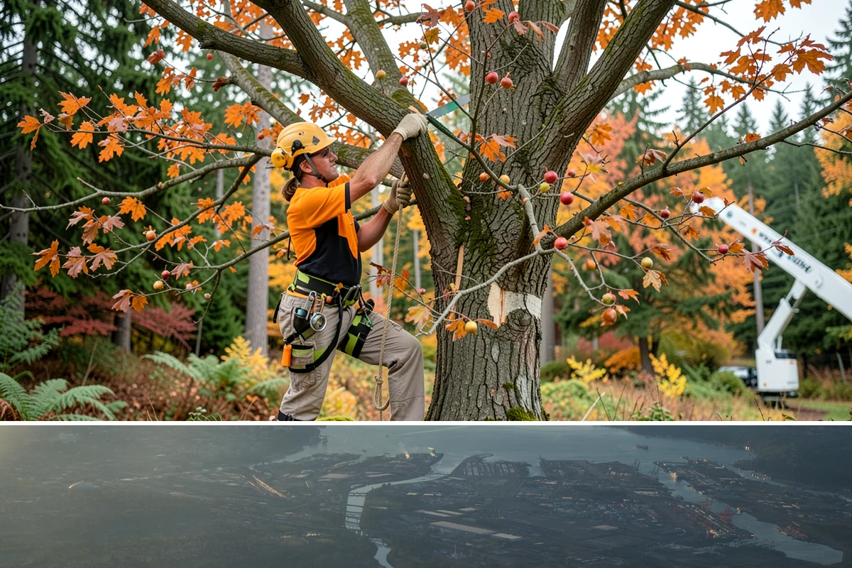 Static cabling installation in Fife, Pierce County, WA - Work can generally be performed year-round in Puget Sound weather provided branches are not frozen or ice-laden that could damage...