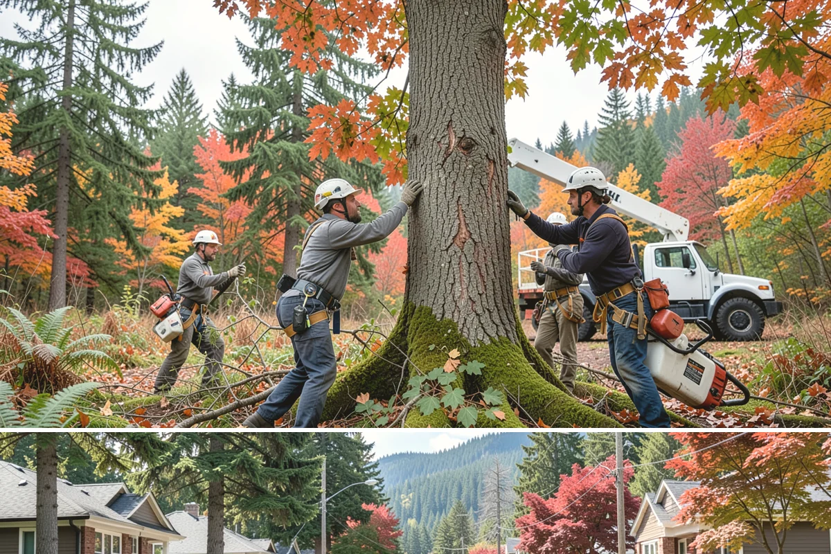 Static cabling installation in Hunts Point, King County, WA - Work can generally be performed year-round in Puget Sound weather provided branches are not frozen or ice-laden that could damage...