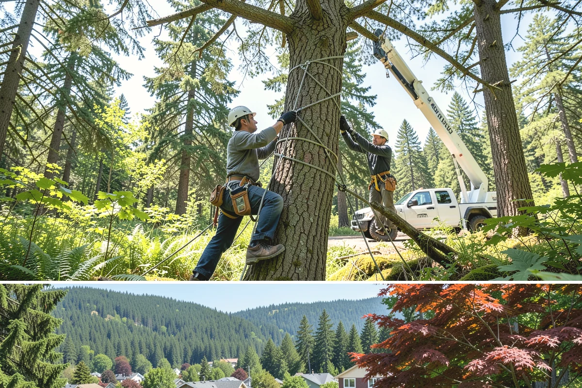 Static cabling installation in Index, Snohomish County, WA - Work can generally be performed year-round in Puget Sound weather provided branches are not frozen or ice-laden that could damage...