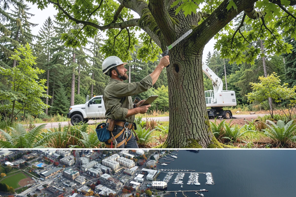 Static cabling installation in Kirkland, King County, WA - Work can generally be performed year-round in Puget Sound weather provided branches are not frozen or ice-laden that could damage...