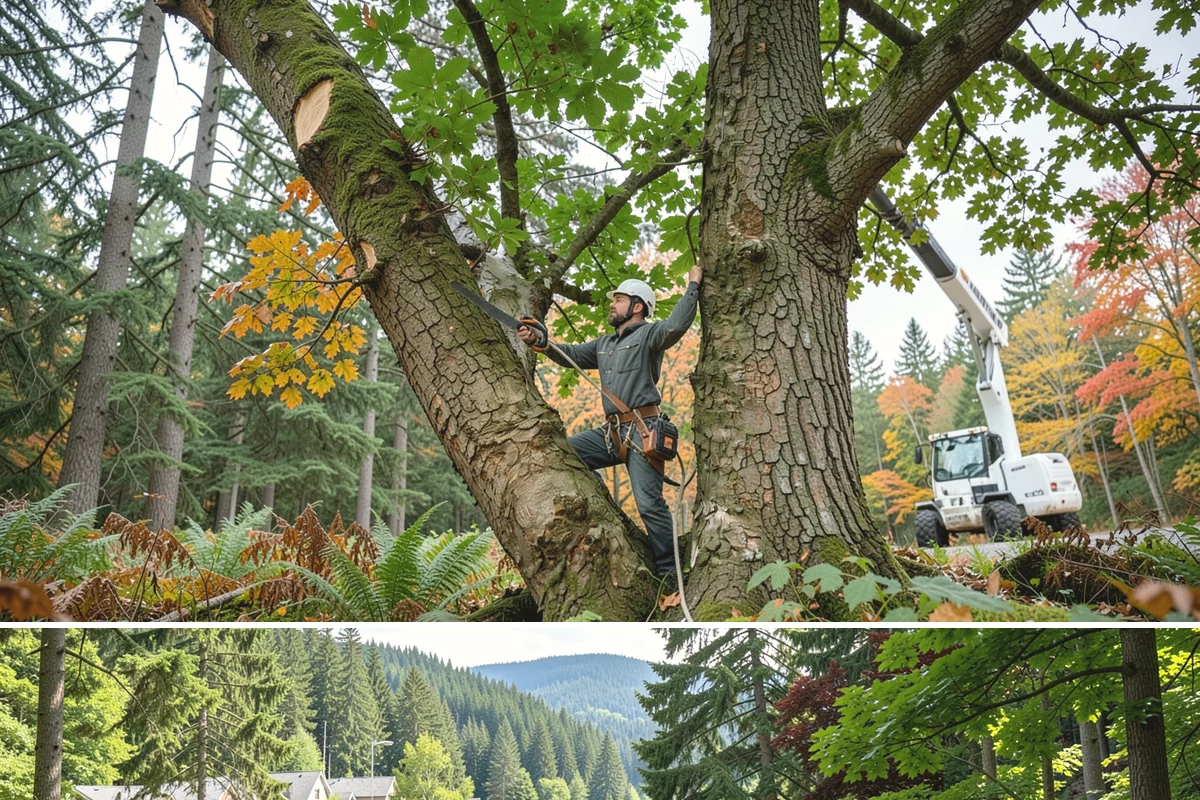 Static cabling installation in Lake Forest Park, King County, WA - Work can generally be performed year-round in Puget Sound weather provided branches are not frozen or ice-laden that could damage...