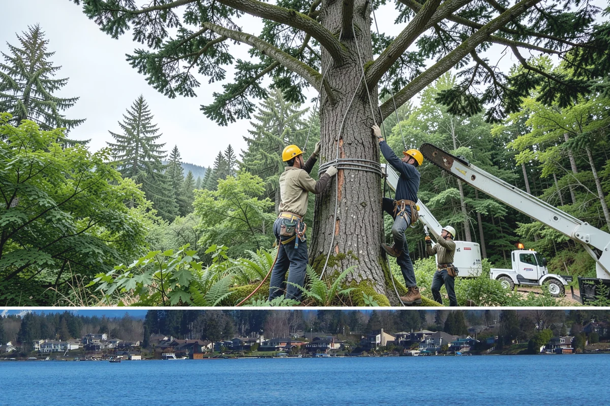 Static cabling installation in Lake Stevens, Snohomish County, WA - Work can generally be performed year-round in Puget Sound weather provided branches are not frozen or ice-laden that could damage...