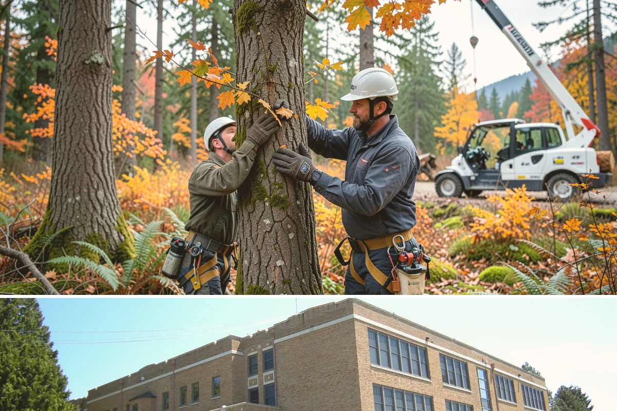Static cabling installation in Maple Valley, King County, WA - Work can generally be performed year-round in Puget Sound weather provided branches are not frozen or ice-laden that could damage...