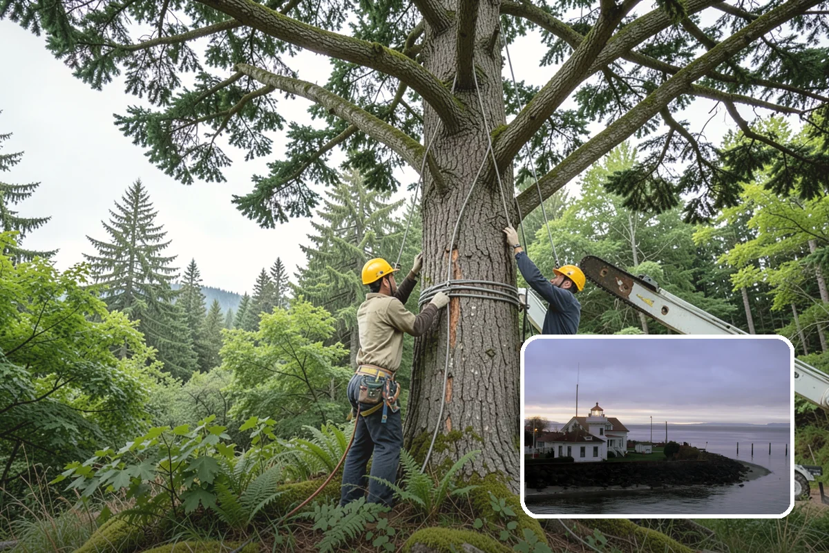 Static cabling installation in Mukilteo, Snohomish County, WA - Reduces the risk of limb or stem failure