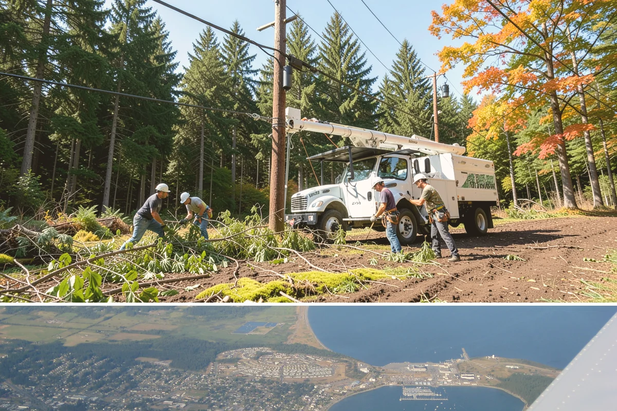Static cabling installation in Oak Harbor, Island County, WA - Work can generally be performed year-round in Puget Sound weather provided branches are not frozen or ice-laden that could damage...