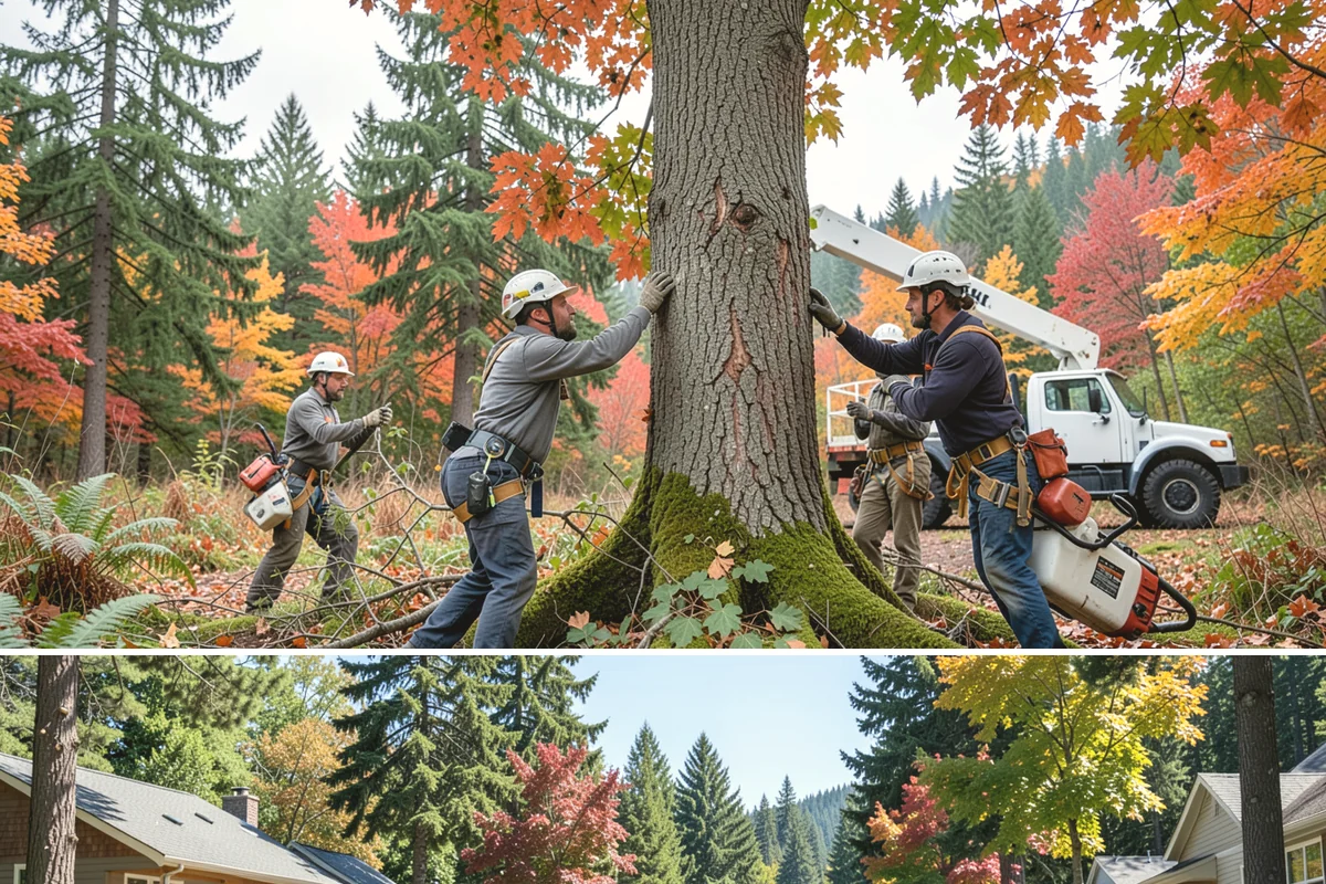 Static cabling installation in Orting, Pierce County, WA - Work can generally be performed year-round in Puget Sound weather provided branches are not frozen or ice-laden that could damage...