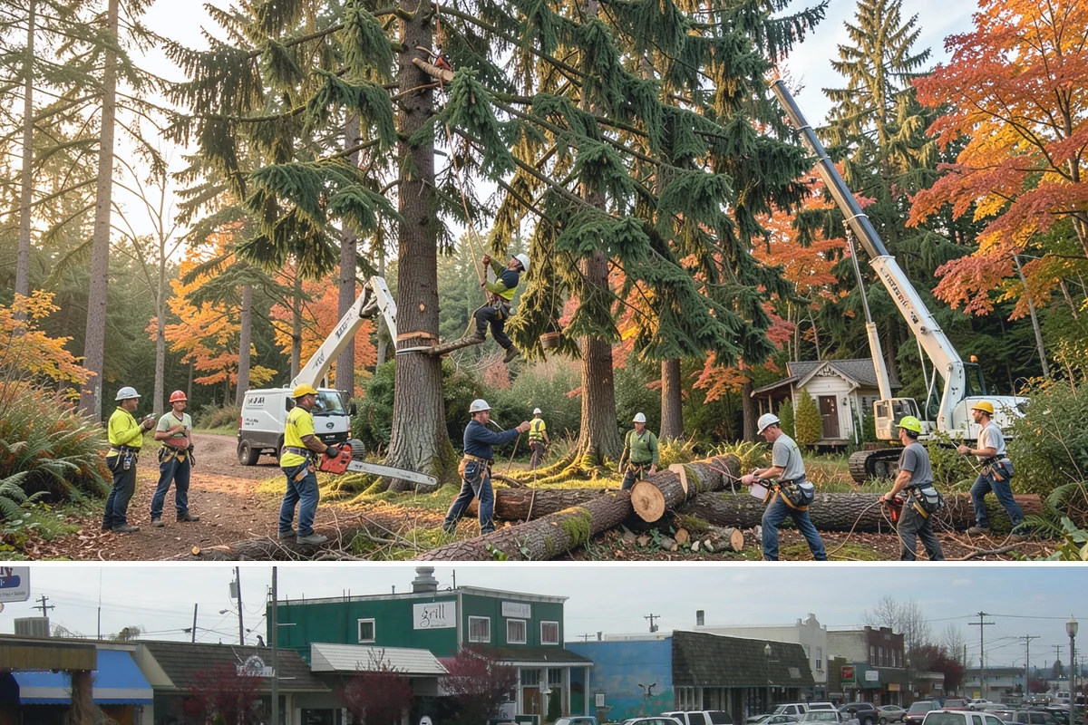 Static cabling installation in Stanwood, Snohomish County, WA - Work can generally be performed year-round in Puget Sound weather provided branches are not frozen or ice-laden that could damage...
