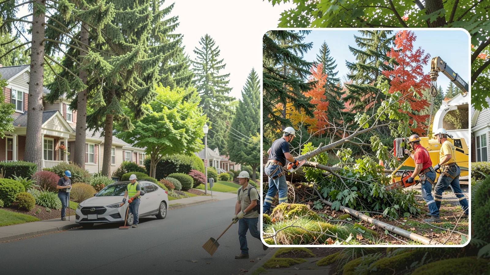 Storm-damaged tree removal in Beaux Arts Village, King County, WA - The removal of trees damaged by high winds, snow, ice, or lightning.