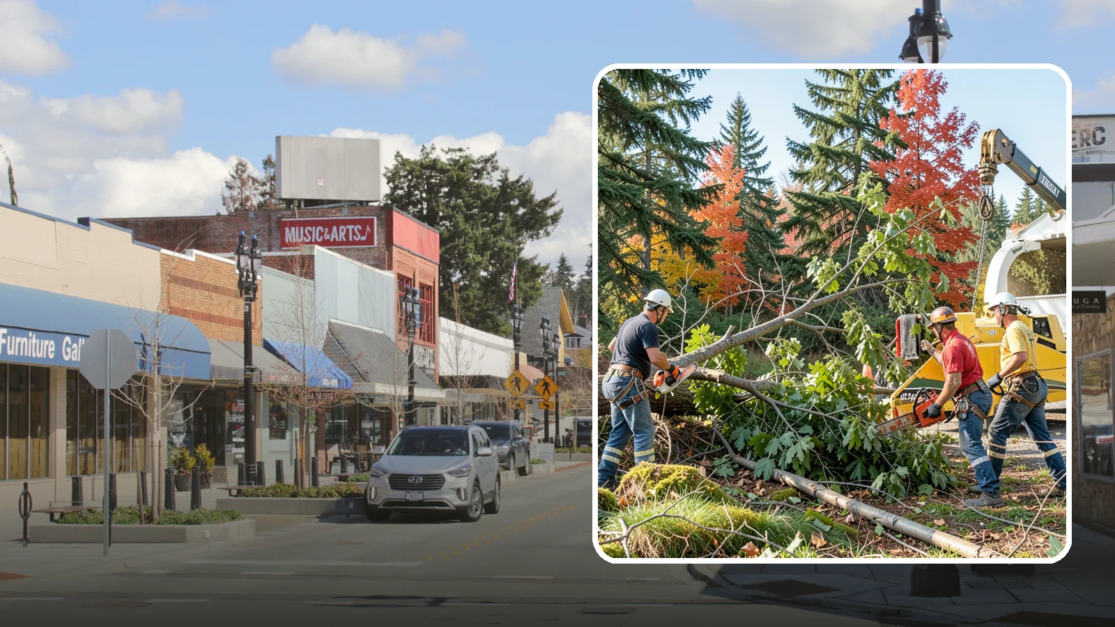 Storm-damaged tree removal in Bothell, King County, WA - The removal of trees damaged by high winds, snow, ice, or lightning.