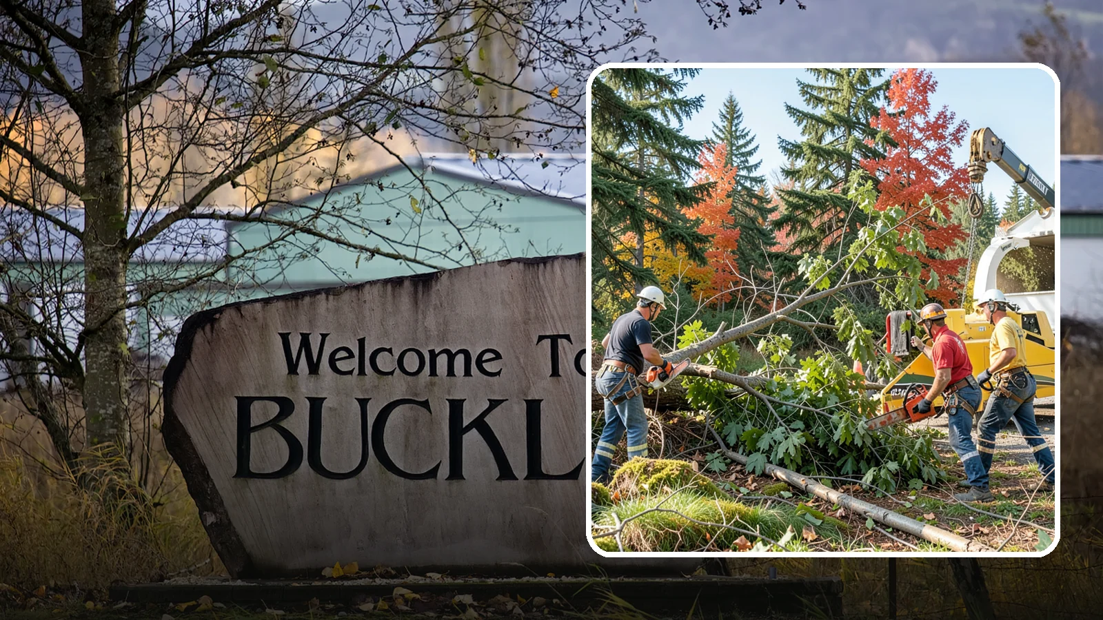 Storm-damaged tree removal in Buckley, Pierce County, WA - The removal of trees damaged by high winds, snow, ice, or lightning.