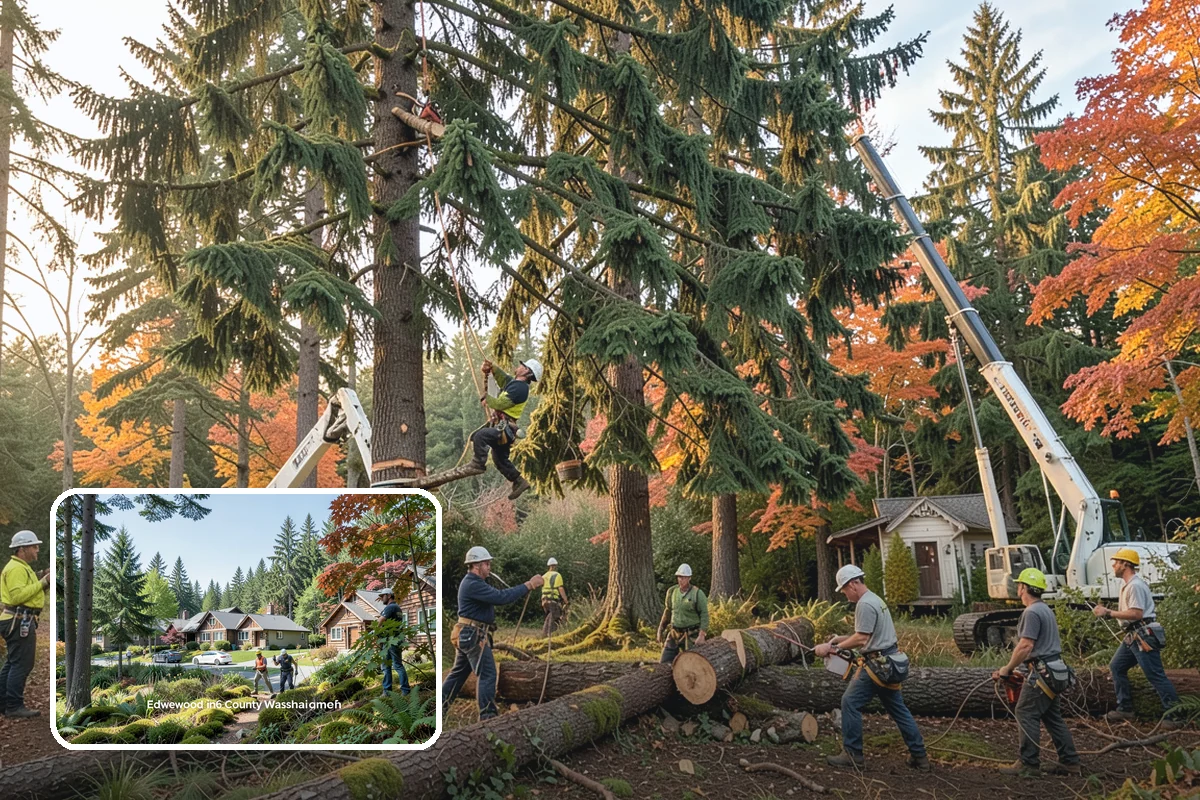 Storm-damaged tree removal in Edgewood, Pierce County, WA - Removes safety hazards and reduces liability