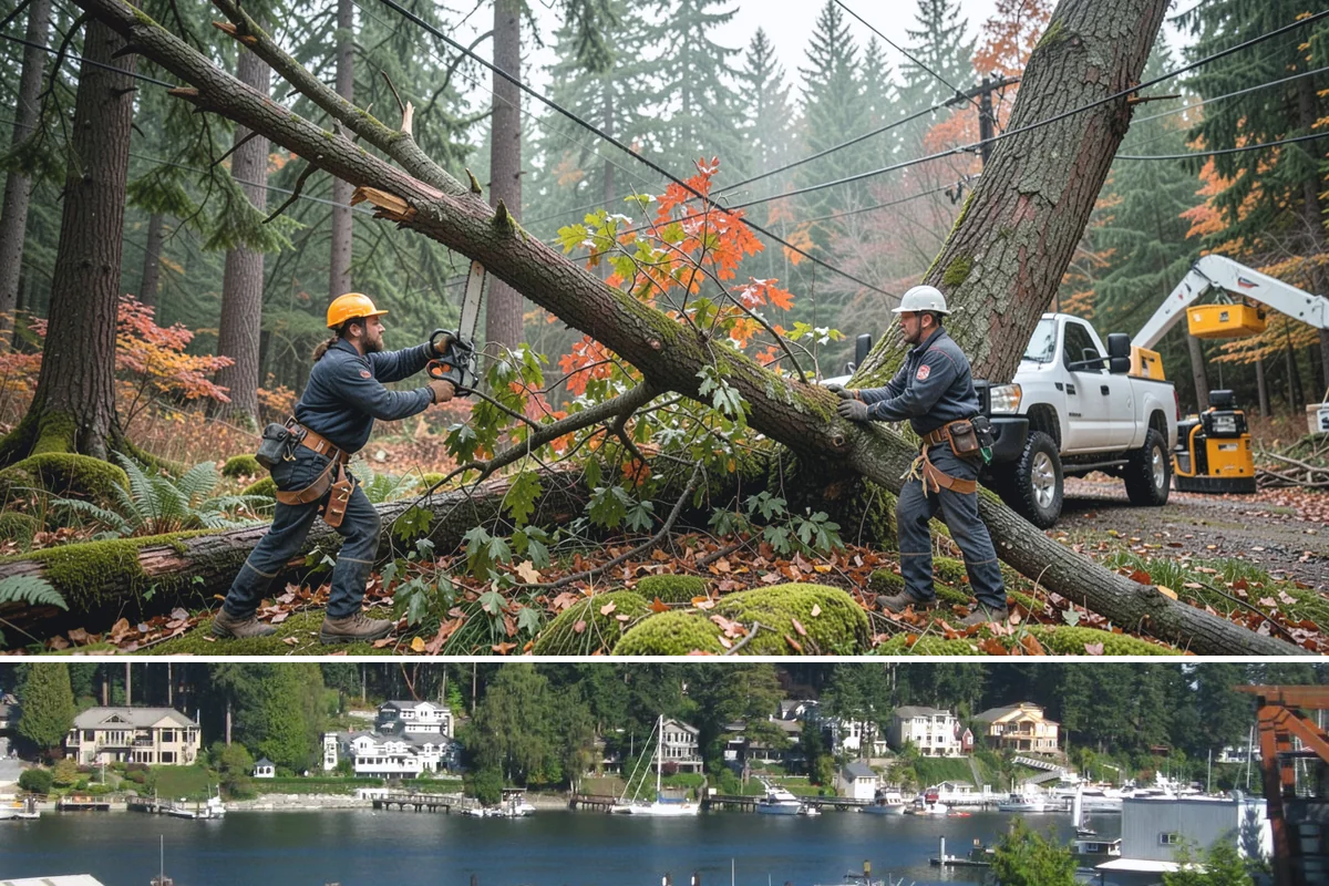 Storm-damaged tree removal in Gig Harbor, Pierce County, WA - This service is performed after severe weather events such as high winds, snow, ice, or lightning occur throughout the year in...