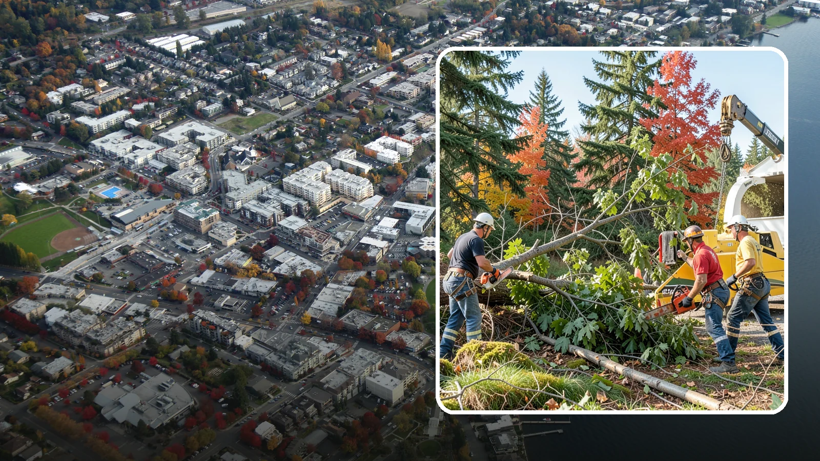 Storm-damaged tree removal in Kirkland, King County, WA - The removal of trees damaged by high winds, snow, ice, or lightning.
