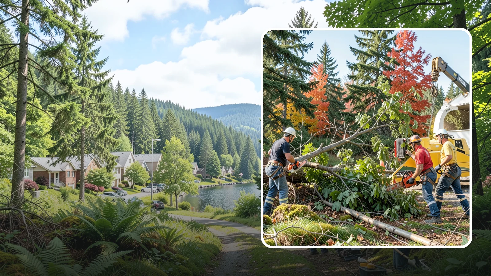 Storm-damaged tree removal in Lake Forest Park, King County, WA - The removal of trees damaged by high winds, snow, ice, or lightning.