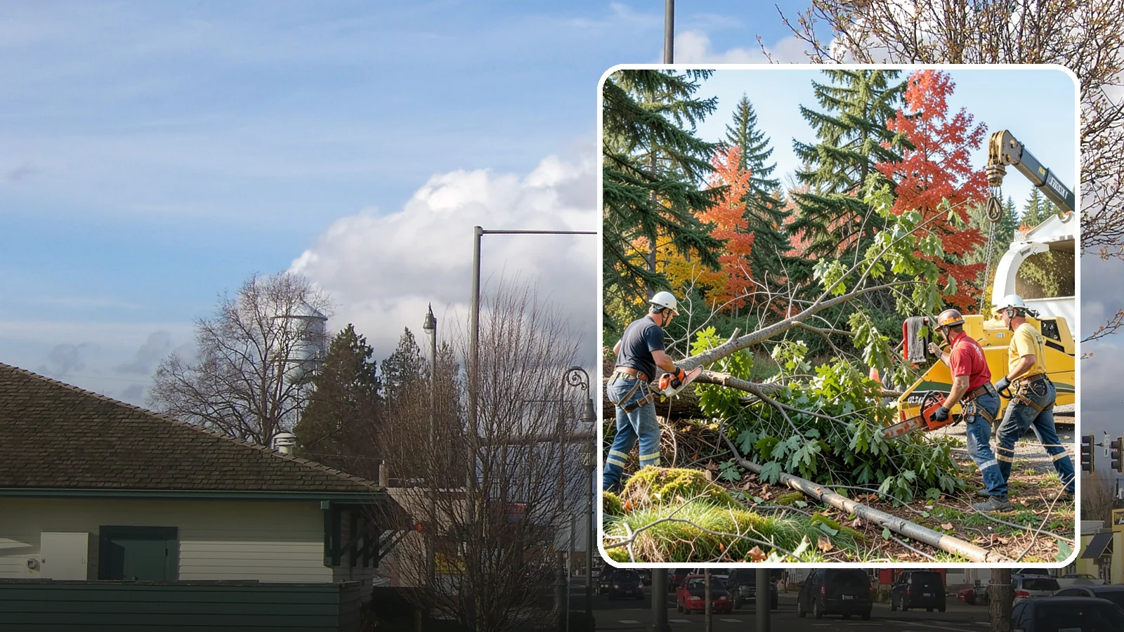 Storm-damaged tree removal in Marysville, Snohomish County, WA - The removal of trees damaged by high winds, snow, ice, or lightning.