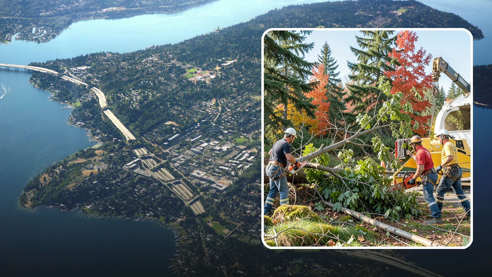 Storm-damaged tree removal in Mercer Island, King County, WA - The removal of trees damaged by high winds, snow, ice, or lightning.