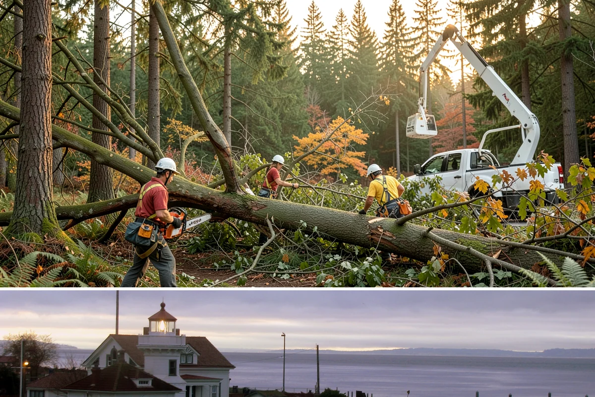 Storm-damaged tree removal in Mukilteo, Snohomish County, WA - This service is performed after severe weather events such as high winds, snow, ice, or lightning occur throughout the year in...