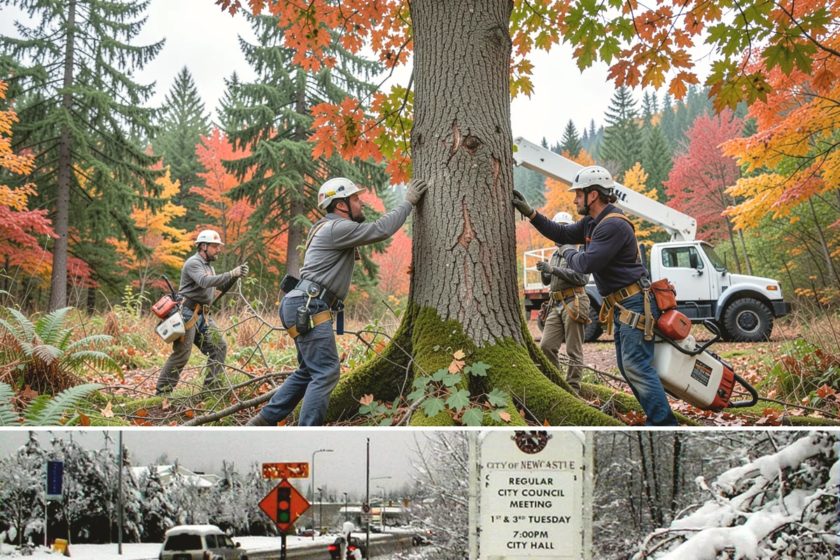 Storm-damaged tree removal in Newcastle, King County, WA - This service is performed after severe weather events such as high winds, snow, ice, or lightning occur throughout the year in...
