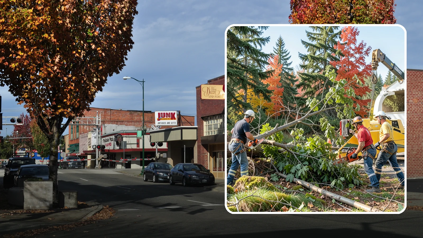 Storm-damaged tree removal in Puyallup, Pierce County, WA - The removal of trees damaged by high winds, snow, ice, or lightning.