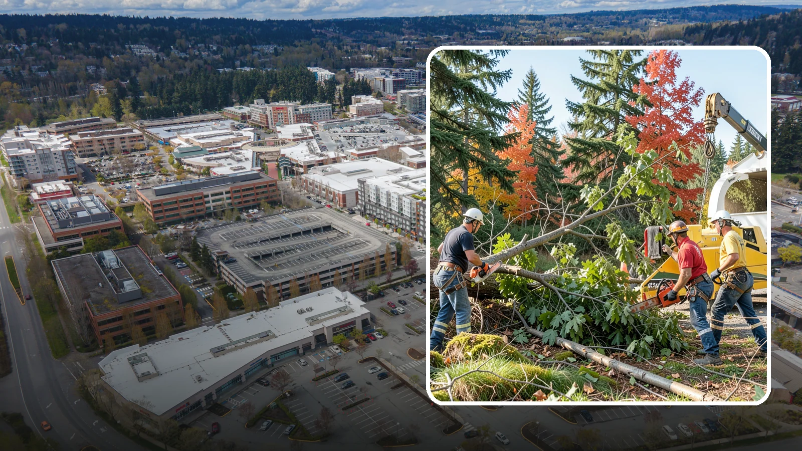 Storm-damaged tree removal in Redmond, King County, WA - The removal of trees damaged by high winds, snow, ice, or lightning.