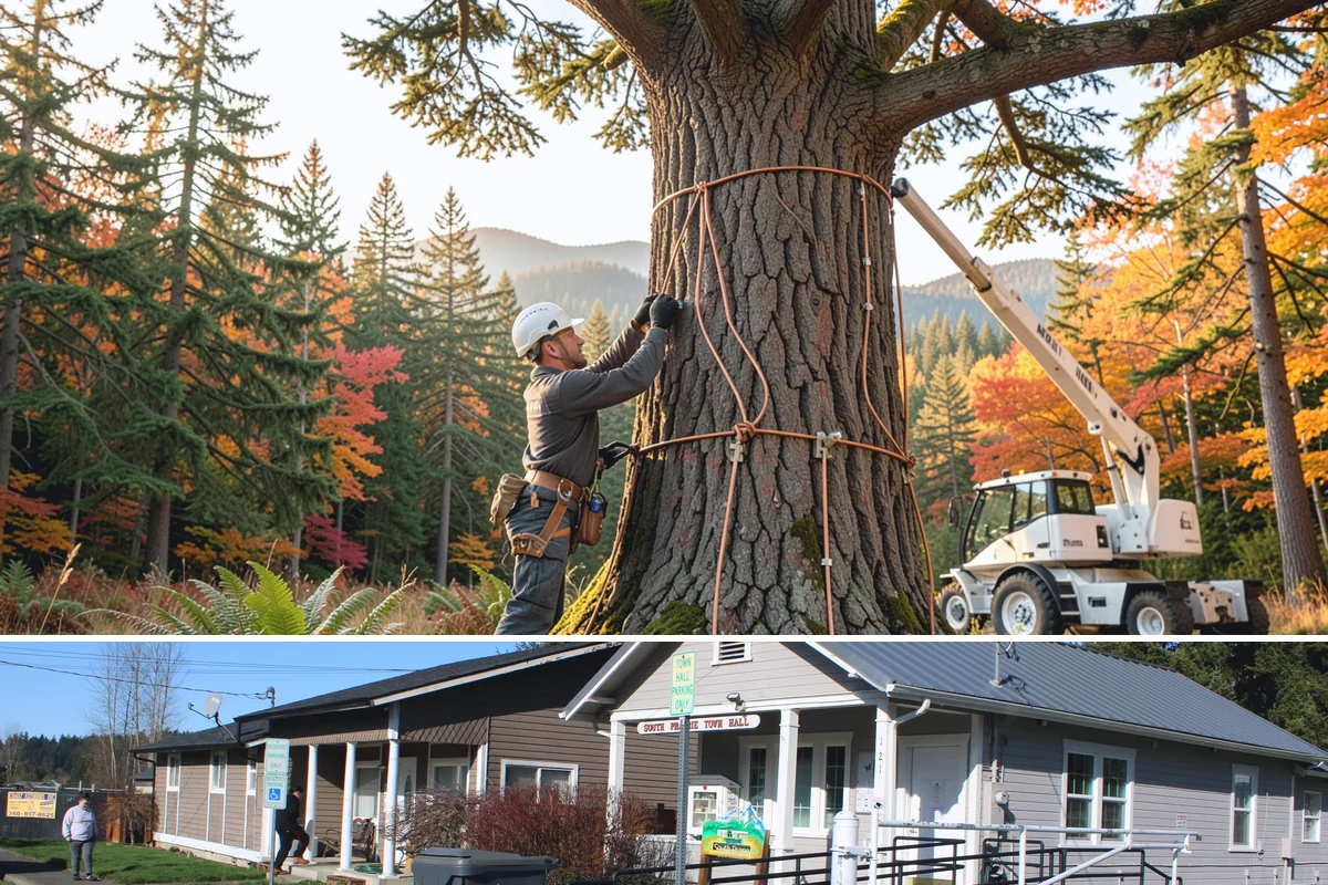 Storm-damaged tree removal in South Prairie, Pierce County, WA - This service is performed after severe weather events such as high winds, snow, ice, or lightning occur throughout the year in...