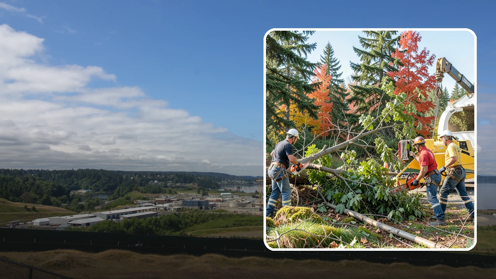 Storm-damaged tree removal in University Place, Pierce County, WA - The removal of trees damaged by high winds, snow, ice, or lightning.