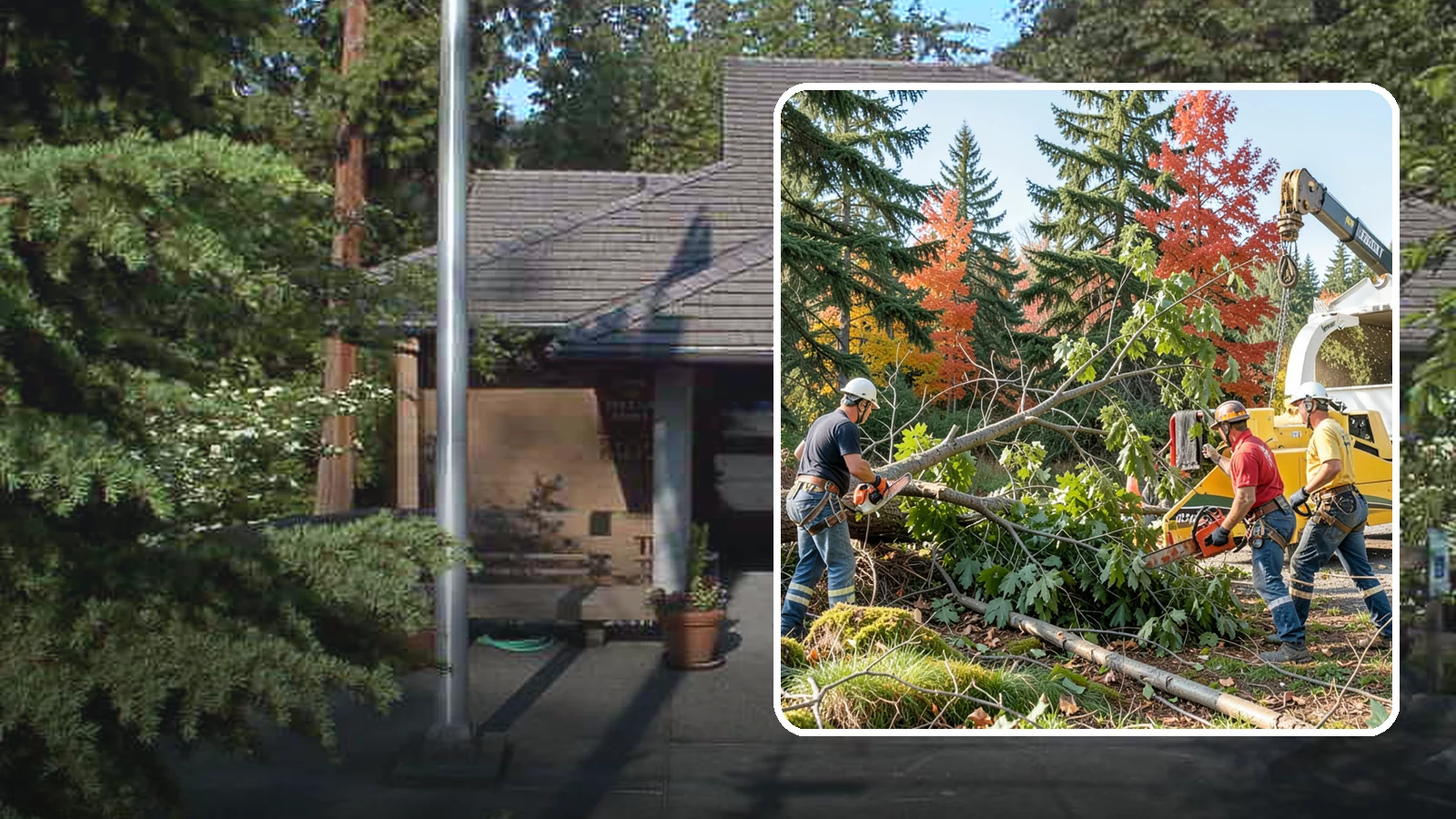 Storm-damaged tree removal in Yarrow Point, King County, WA - The removal of trees damaged by high winds, snow, ice, or lightning.