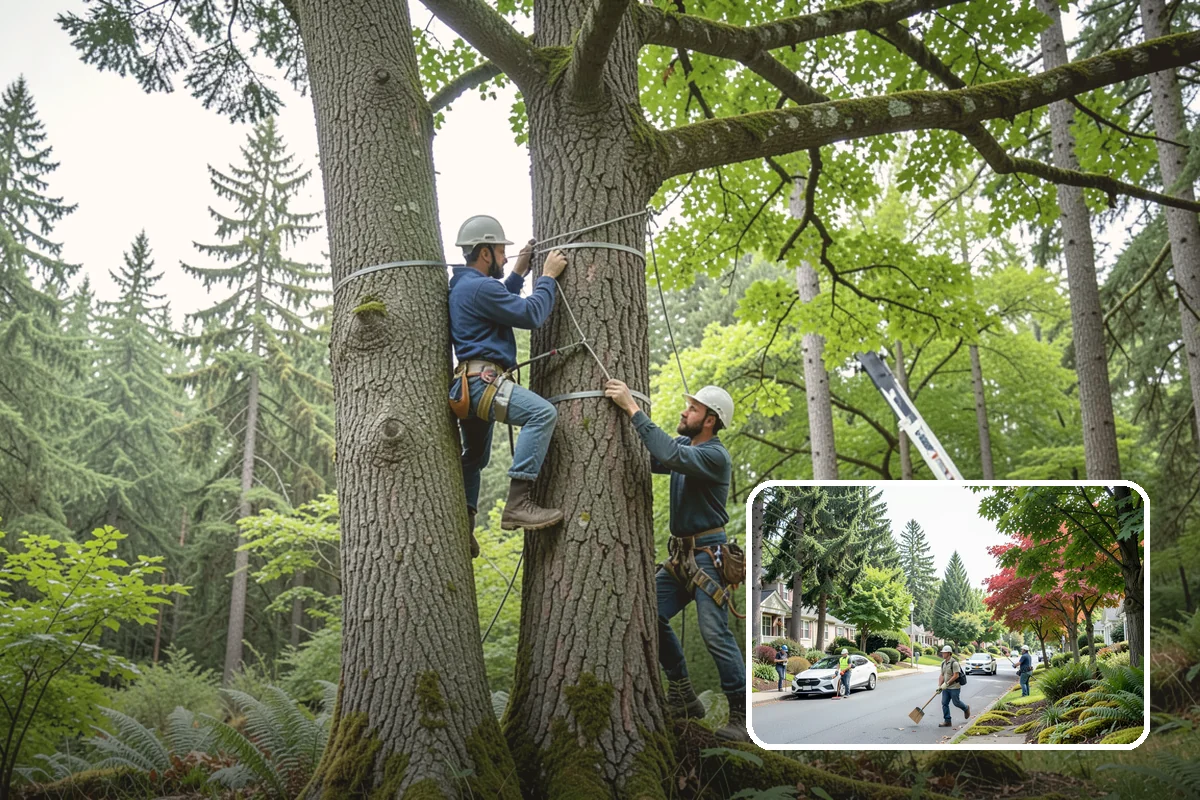 Structural pruning in Beaux Arts Village, King County, WA - Improves tree structure, health, and appearance