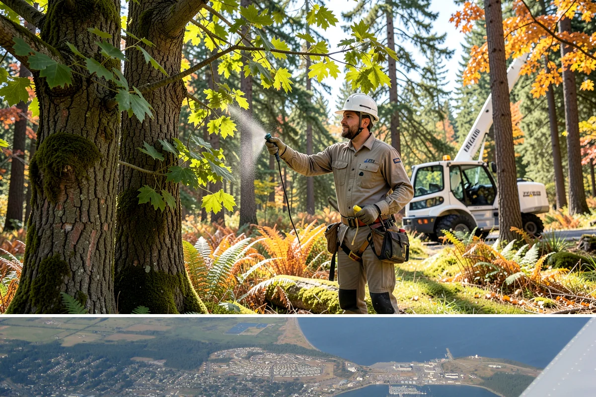 Structural pruning in Oak Harbor, Island County, WA - In the Puget Sound climate, structural pruning should be timed according to species-specific sensitivities to avoid stress on...