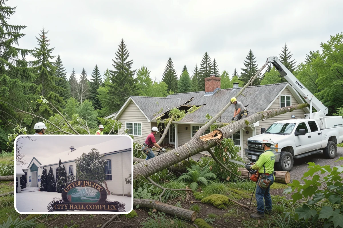 Structural pruning in Pacific, King County, WA - Improves tree structure, health, and appearance