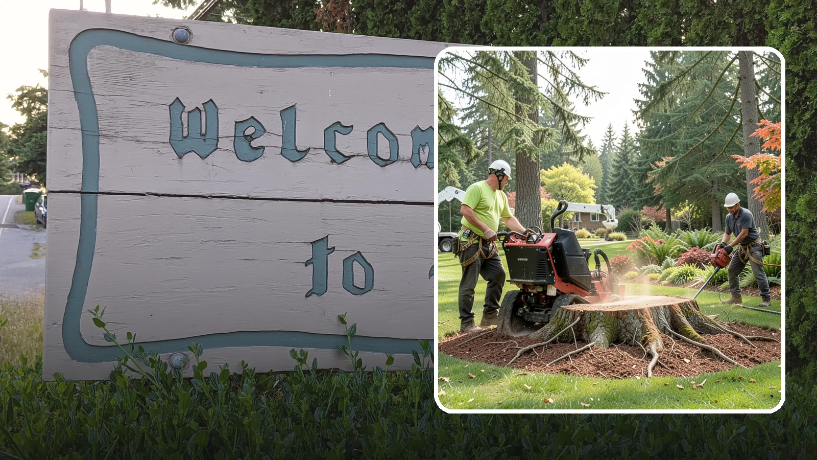 Stump grinding in Brier, Snohomish County, WA - The mechanical grinding of a stump below grade.