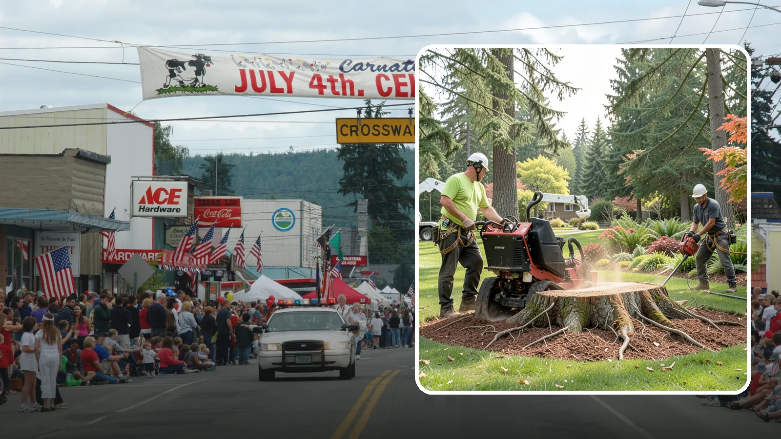 Stump grinding in Carnation, King County, WA - The mechanical grinding of a stump below grade.