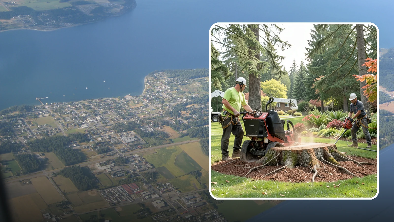 Stump grinding in Coupeville, Island County, WA - The mechanical grinding of a stump below grade.