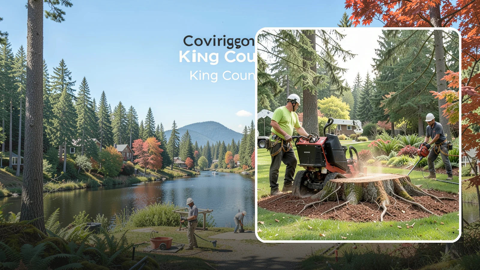 Stump grinding in Covington, King County, WA - The mechanical grinding of a stump below grade.