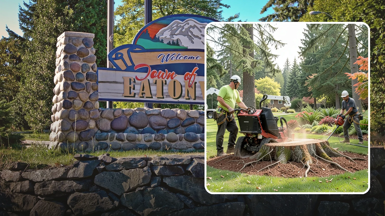 Stump grinding in Eatonville, Pierce County, WA - The mechanical grinding of a stump below grade.
