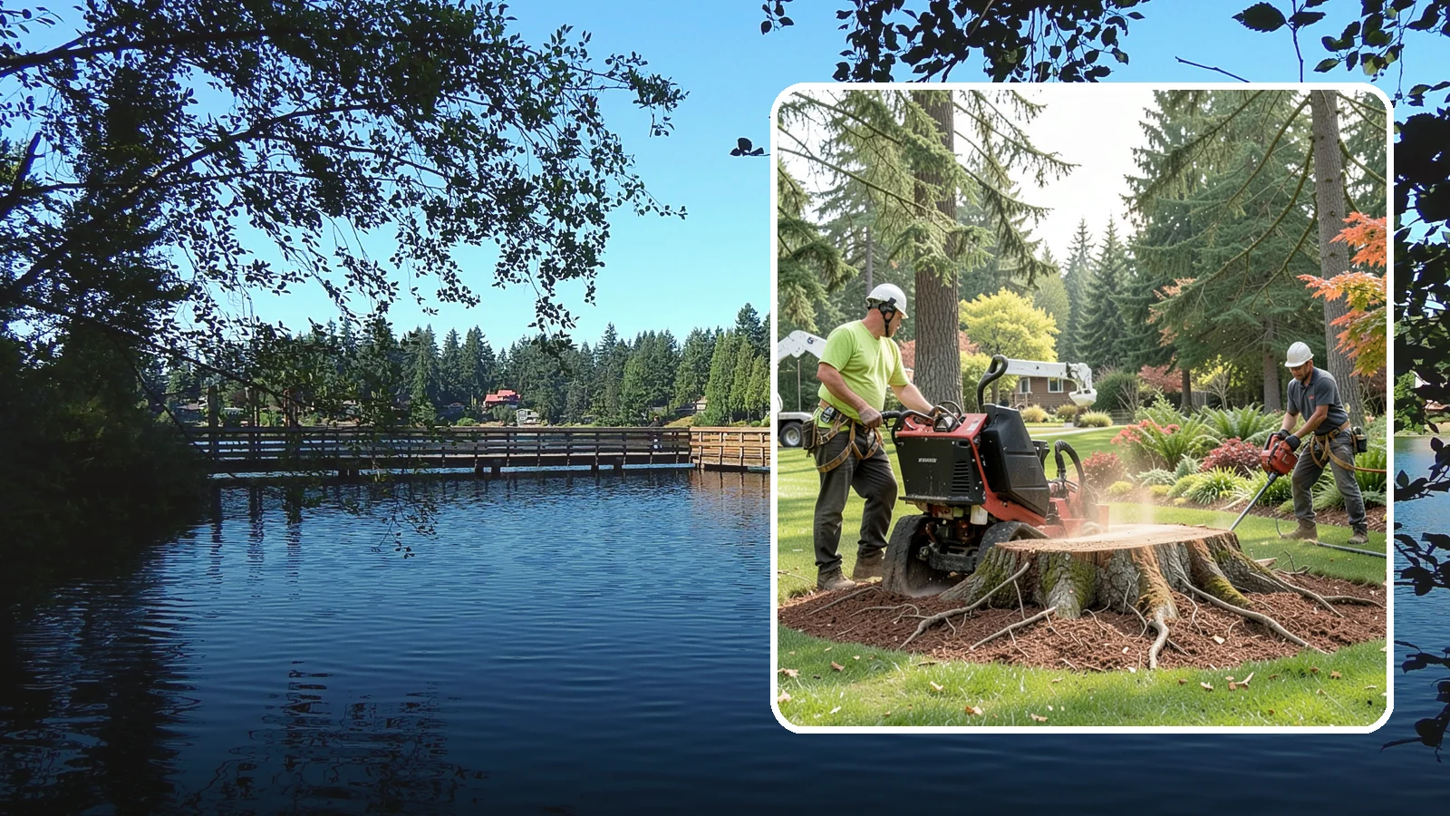 Stump grinding in Federal Way, King County, WA - The mechanical grinding of a stump below grade.