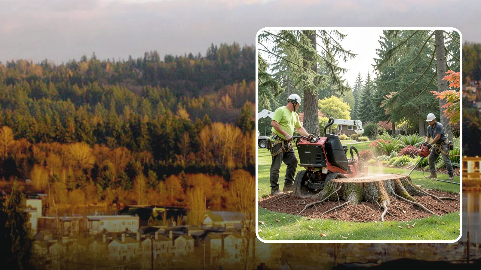 Stump grinding in Kenmore, King County, WA - The mechanical grinding of a stump below grade.