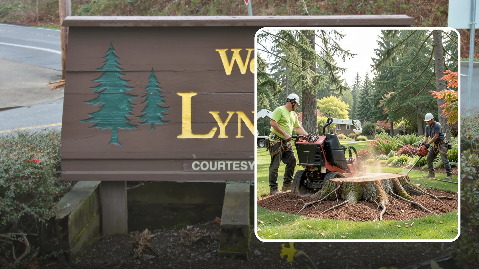 Stump grinding in Lynnwood, Snohomish County, WA - The mechanical grinding of a stump below grade.