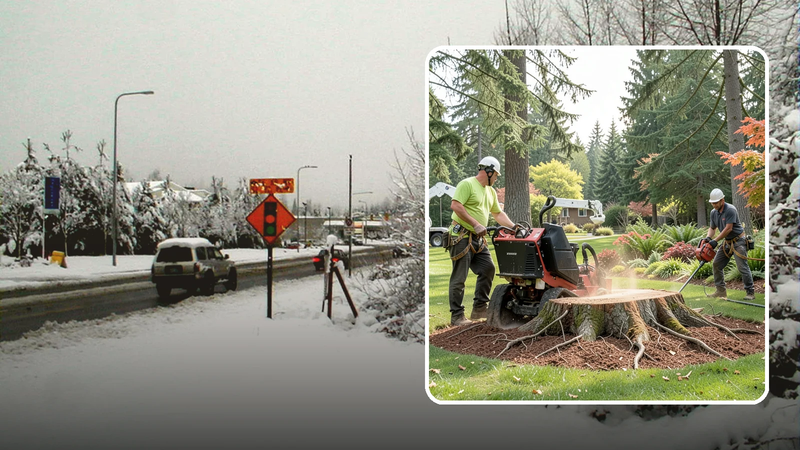 Stump grinding in Newcastle, King County, WA - The mechanical grinding of a stump below grade.