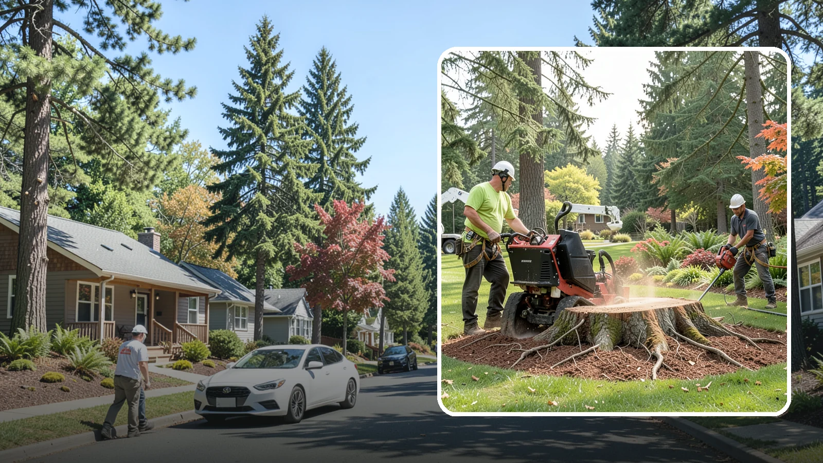 Stump grinding in Orting, Pierce County, WA - The mechanical grinding of a stump below grade.