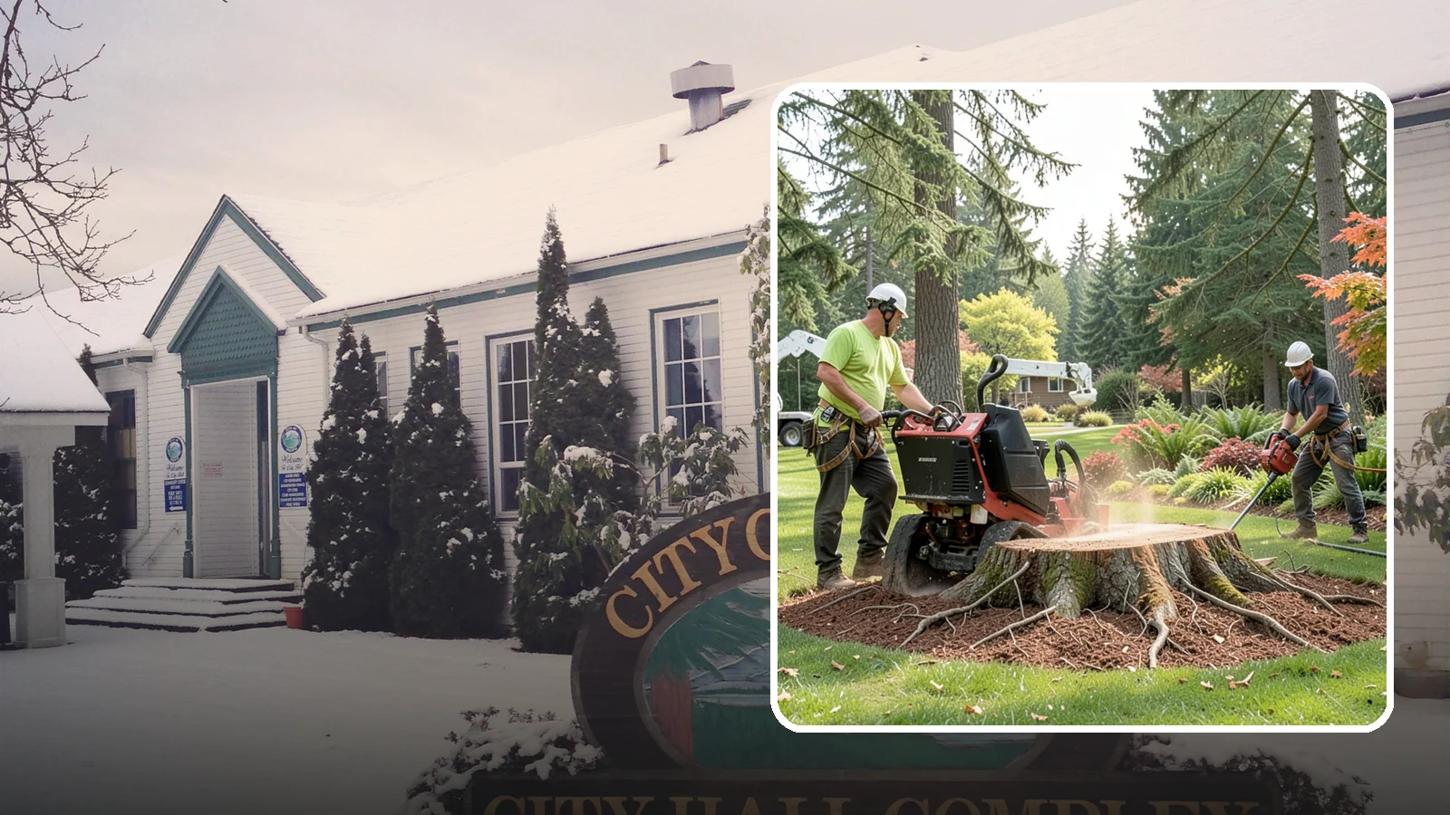 Stump grinding in Pacific, King County, WA - The mechanical grinding of a stump below grade.