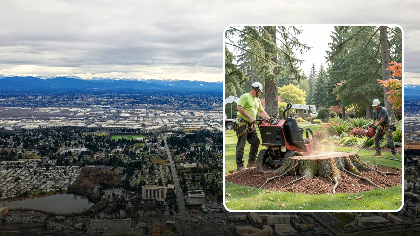 Stump grinding in SeaTac, King County, WA - The mechanical grinding of a stump below grade.