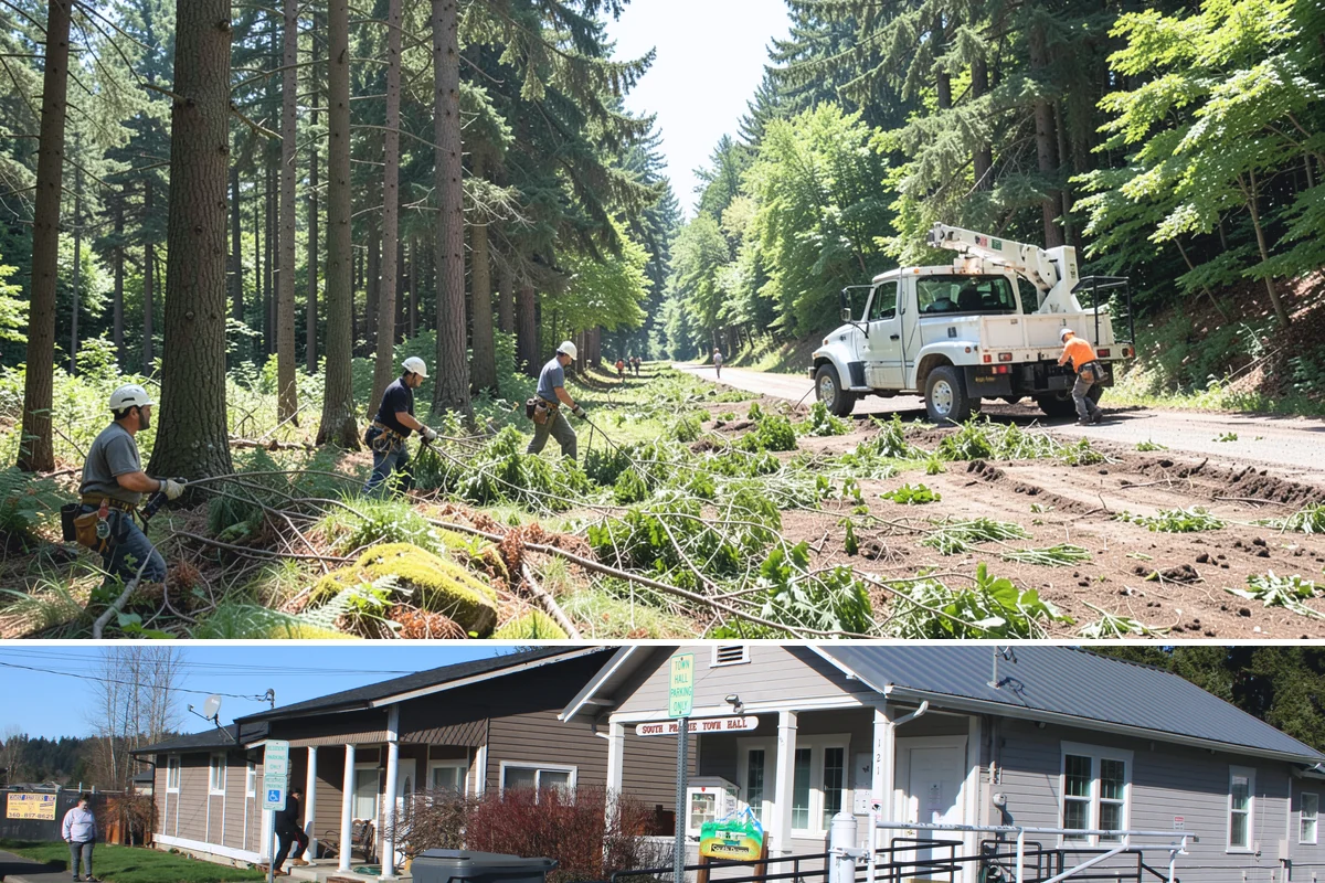 Stump grinding in South Prairie, Pierce County, WA - Work can be performed year-round in Washington State weather but may require special precautions during heavy rain to manage...